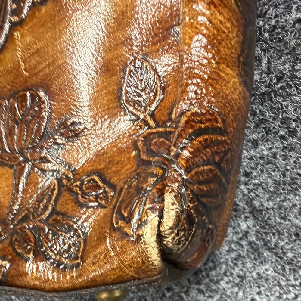 Patricia Nash Tote Bag Womens Tan Floral Embossed Leather Tassel Boho Western - Picture 6 of 11
